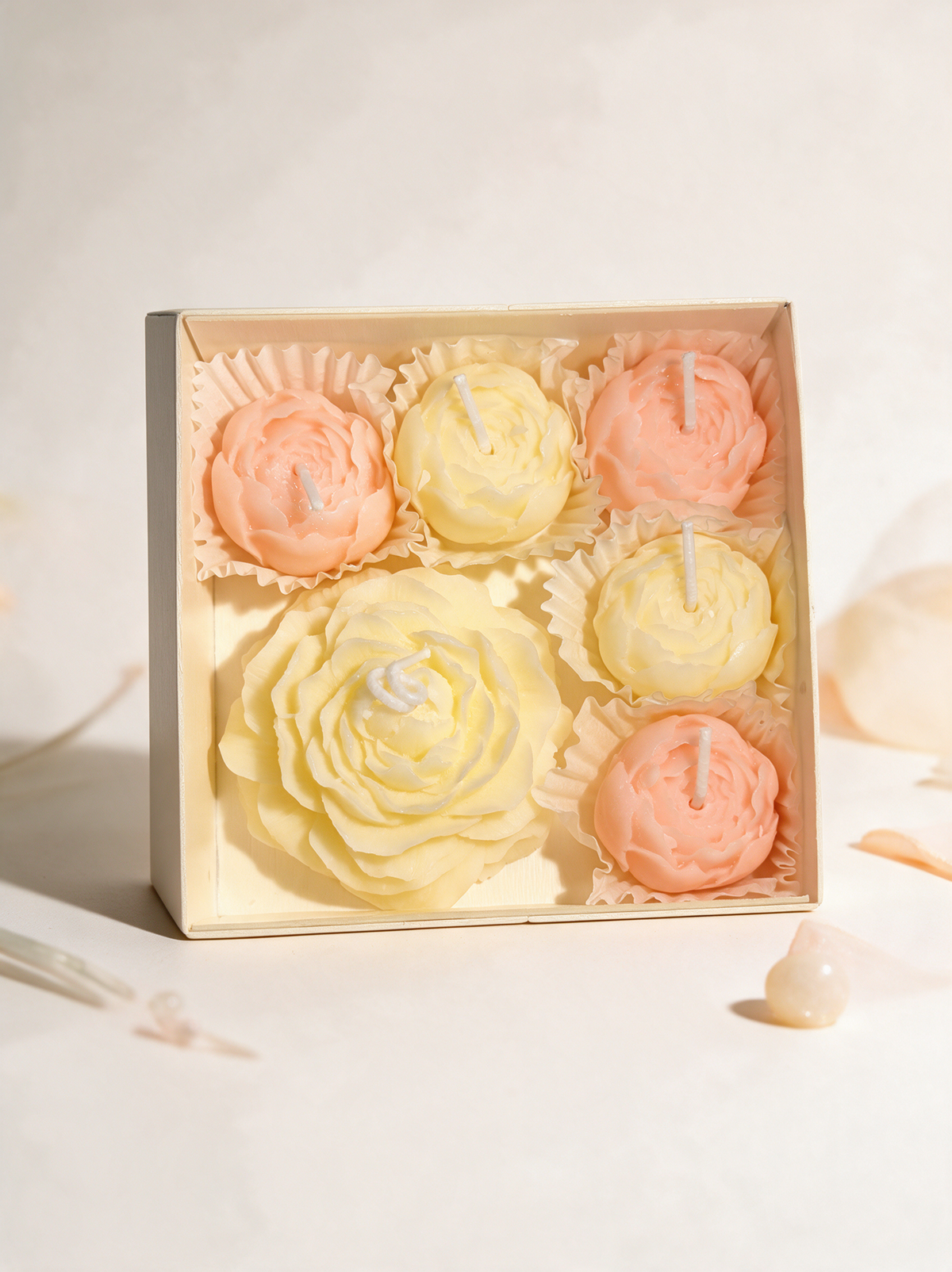 Rose Shaped Candle Box 6 Pcs