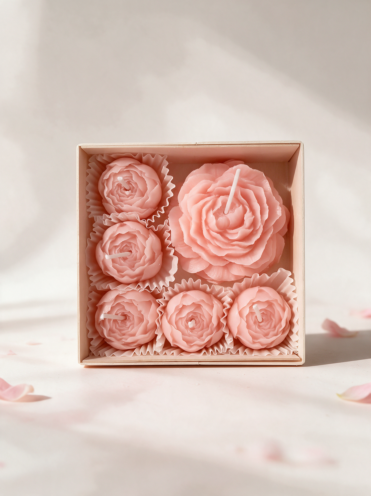 Rose Shaped Candle Box 6 Pcs